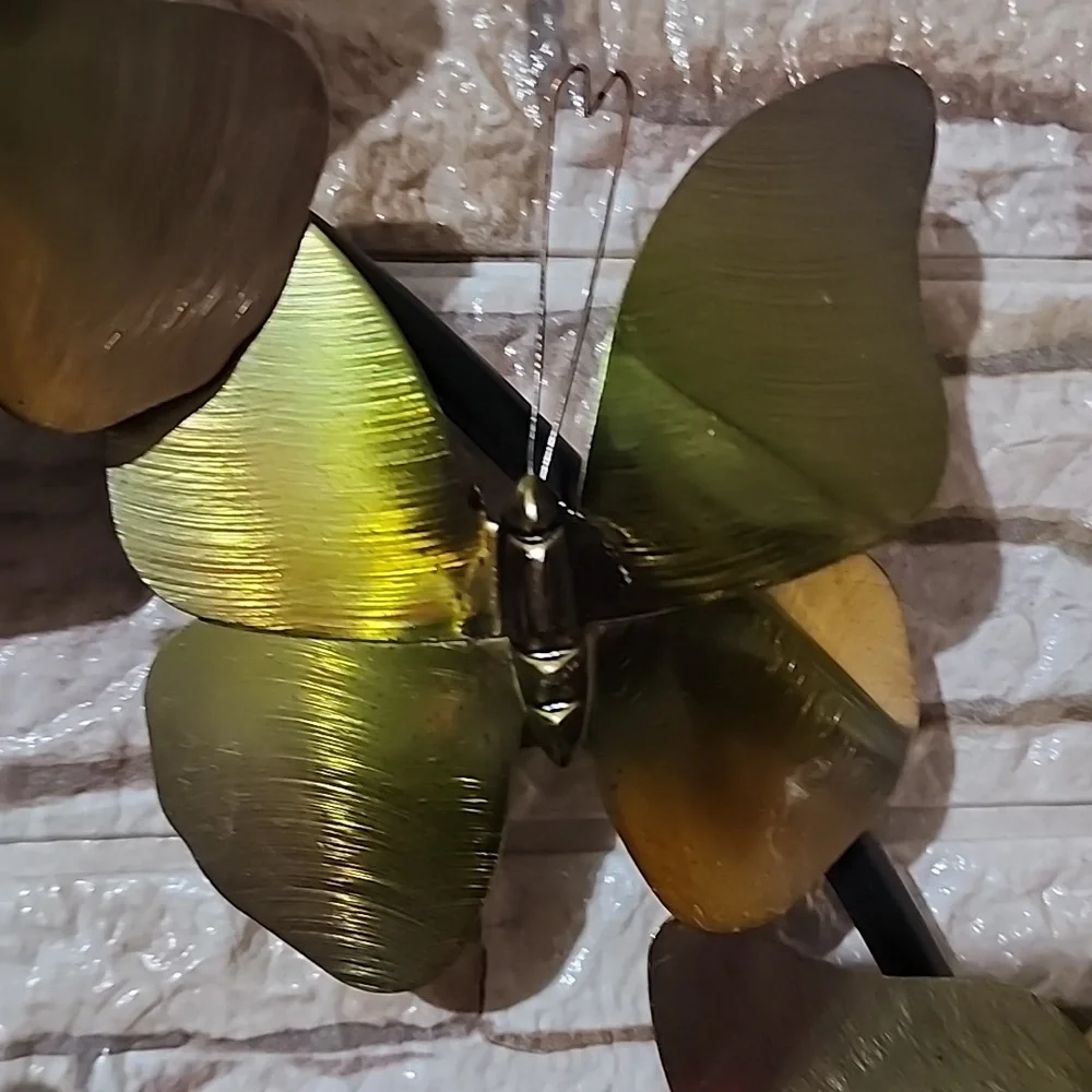 Vintage Gold / Dark Green / Brow Metal Butterfly Wall Decor,